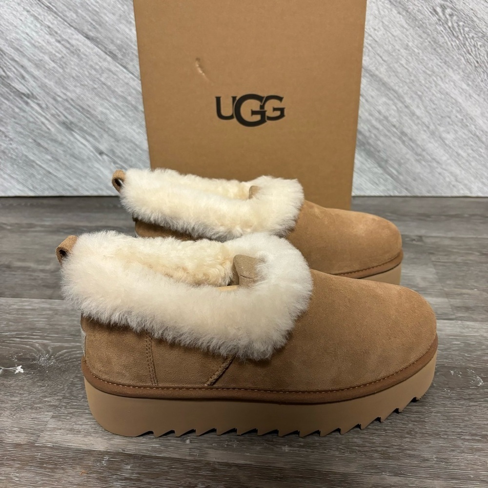 UGG | Nita Platform Ultra Mini Bootie Slippers Chestnut New In Box - Picture 4 of 10